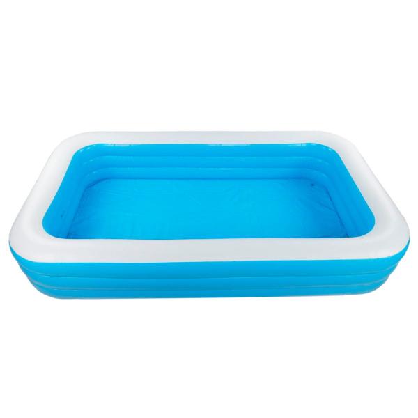 Imagem de Piscina Inflável Infantil Retangular 03 Anéis Azul Suplayer 180x140x60cm