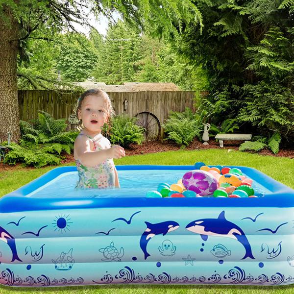 Imagem de Piscina Inflável Infantil Retangular 300 Litros P/ Crianças e Pets Em PVC Resistente