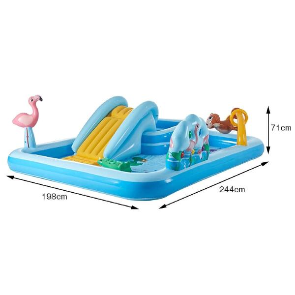 Imagem de Piscina inflável playground intex aventura na floresta 493l + bomba elétrica