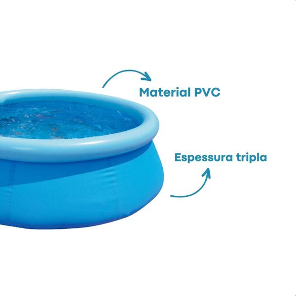 Imagem de Piscina Inflável Redonda 1.000 Litros PVC 1,68 M x 51 cm Cor Azul Com Kit Reparo BEL - 100000