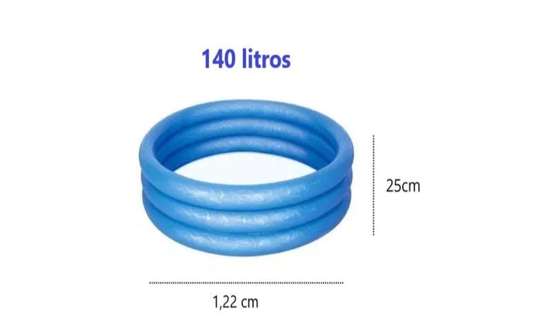 Imagem de Piscina Inflável Redonda Infantil 3 Anéis 122x25cm 140 Litros