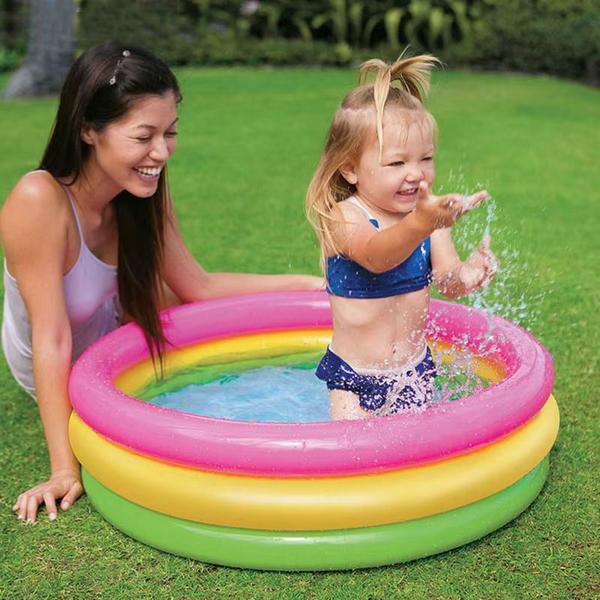 Imagem de Piscina Inflável Redonda Infantil Grande 135L 3 Aneis 120cm