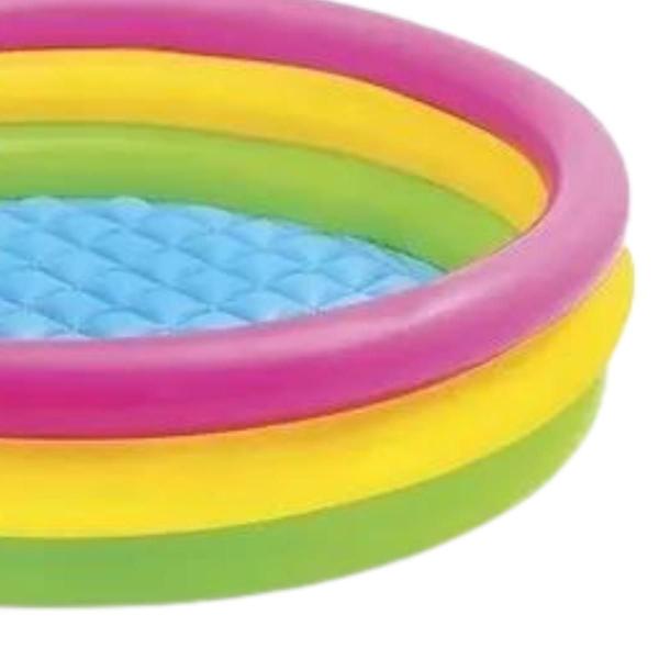 Imagem de Piscina inflável redonda intex 131l com fundo inflado 114x25cm + bomba de ar manual