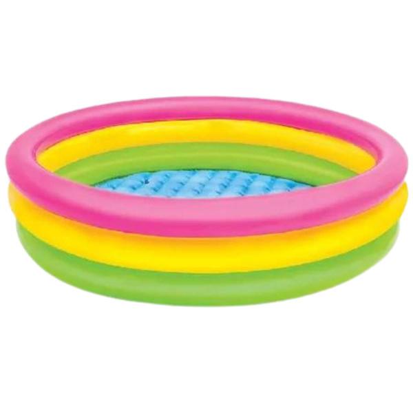 Imagem de Piscina inflável redonda intex 131l com fundo inflado 114x25cm + bomba de ar manual