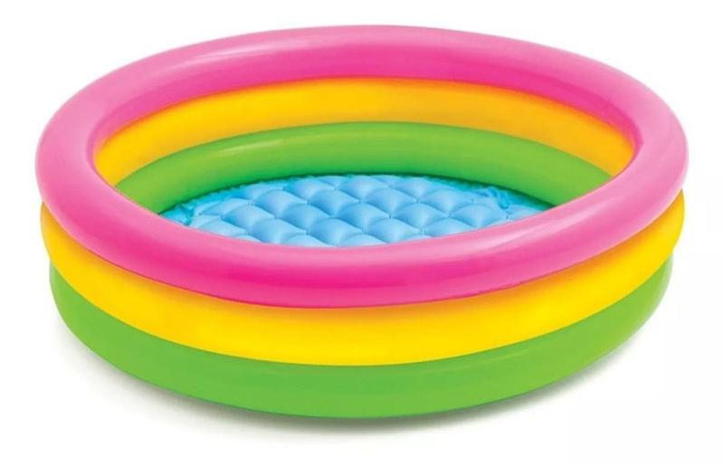 Imagem de Piscina Inflável redonda Intex Sunset Glow 58924 de 86cm x 25cm 63L rosa e amarela e verde