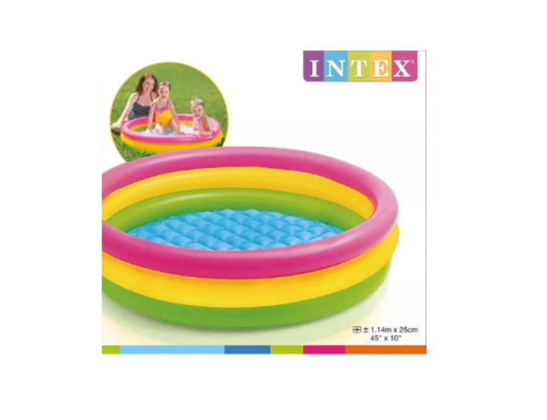 Imagem de Piscina Inflável Redondo Intex 57412 131l Rosa E Amarela E Verde