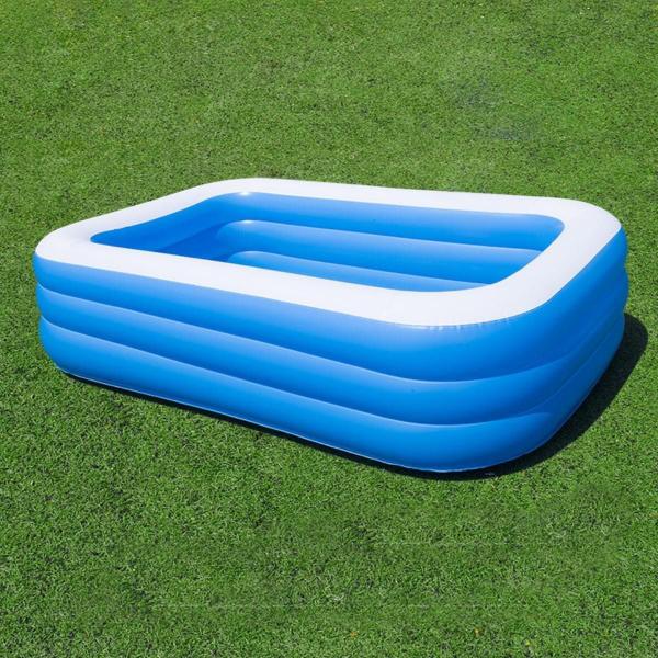 Imagem de PISCINA INFLAVEL RETANGULAR 2,60x1,56x0,56m PVC NA COR AZUL E BRANCO Jardim