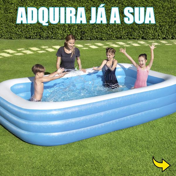 Imagem de Piscina Inflavel Retangular 3 Camadas 712 Litros Kit Reparo