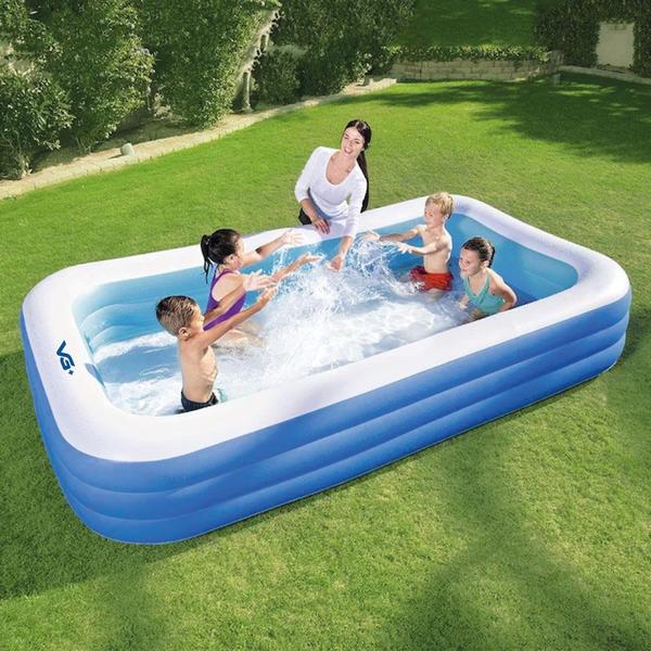 Imagem de Piscina Inflável Retangular Azul 1.260 Litros 262 cm PVC Com Bomba e Forro VG+