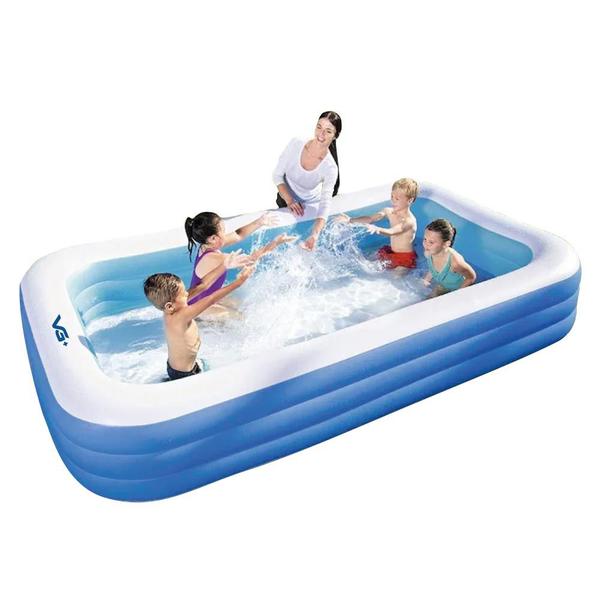 Imagem de Piscina Inflável Retangular Azul 1.500 Litros 305 Cm Pvc com Bomba e Forro Vg+