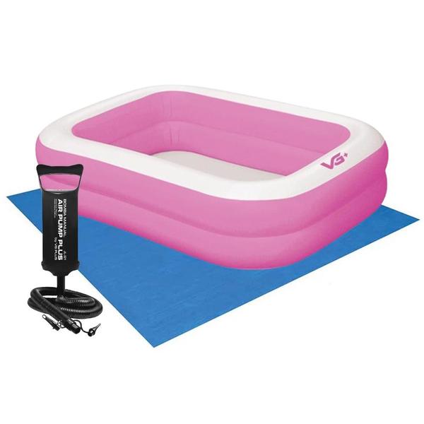 Imagem de Piscina Inflável Retangular Rosa 302 Litros com Bomba e Forro PVC VG+