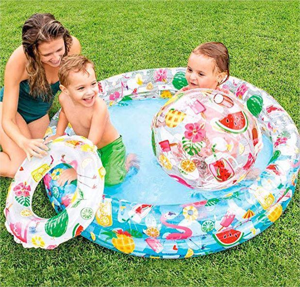 Imagem de Piscina Inflável tropical 150L Infantil + acessórios + bomba