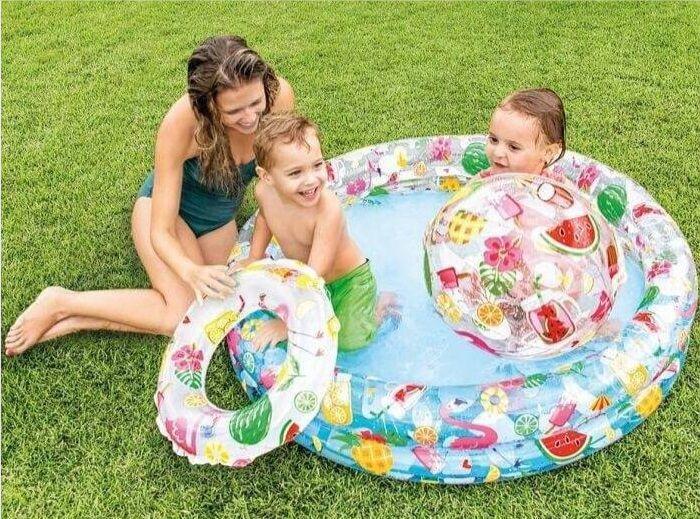 Imagem de Piscina Inflável tropical 150L Infantil Acessórios flamingo