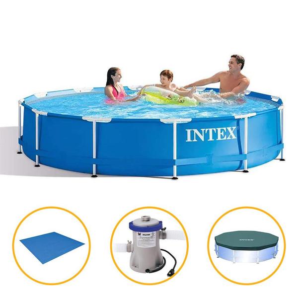 Imagem de Piscina Intex 4.485 Litros Estrutural Azul Capa Bomba Filtrante 110v Forro