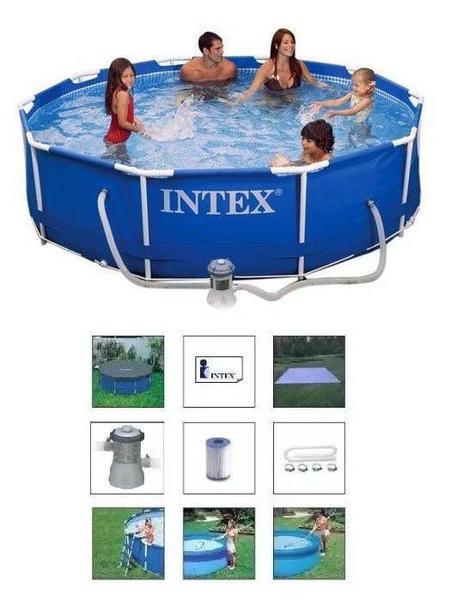 Imagem de Piscina Intex 4485 L com Bomba Filtrante 110v + Capa + Forro + Kit de Limpeza + Escada