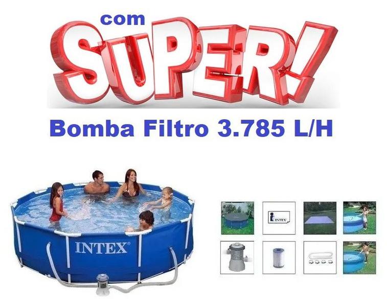 Imagem de Piscina Intex 4485 Litros Standard com Bomba Filtro 3785 LH 220v Capa Forro e Kit de Limpeza