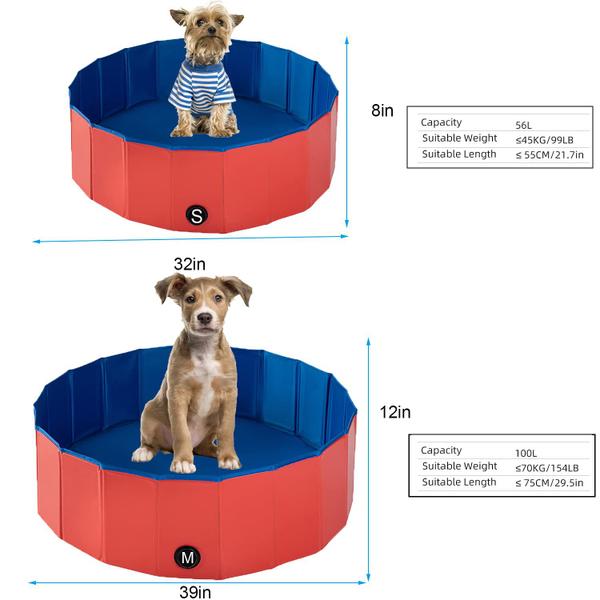 Piscina ItidyHome dobrável para cães de estimação, crianças, 40x30cm, vermelha Imagem de Piscina ItidyHome dobrável para cães de estimação, crianças, 40x30cm, vermelha