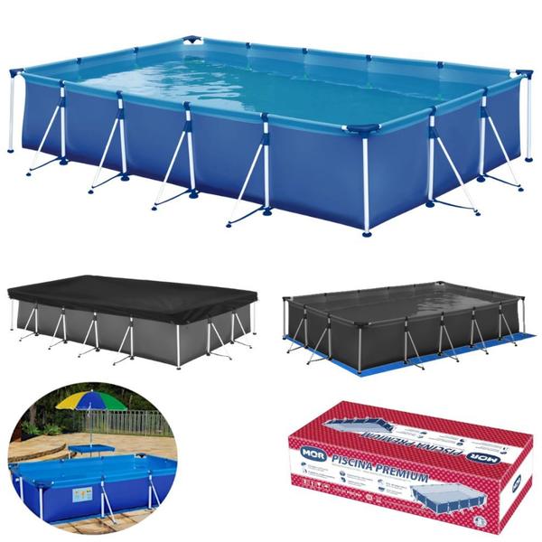 Imagem de Piscina Mor Retangular Ferro 10000 Litros com Capa e Forro  Kit 