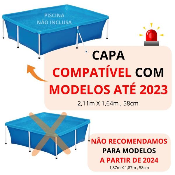 Imagem de Piscina Mor Retangular Ferro 2000 Litros com Capa e Forro  Kit 