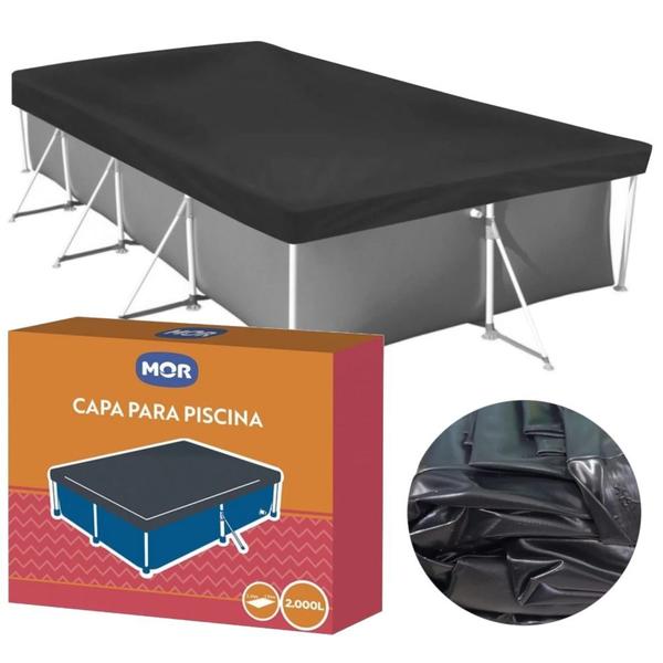 Imagem de Piscina Mor Retangular Ferro 2000 Litros com Capa e Forro  Kit 