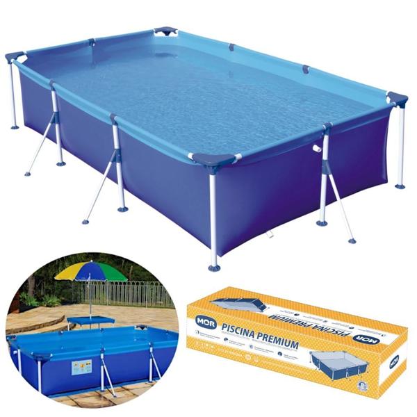 Imagem de Piscina Mor Retangular Ferro 3700 Litros com Capa e Forro  Kit 