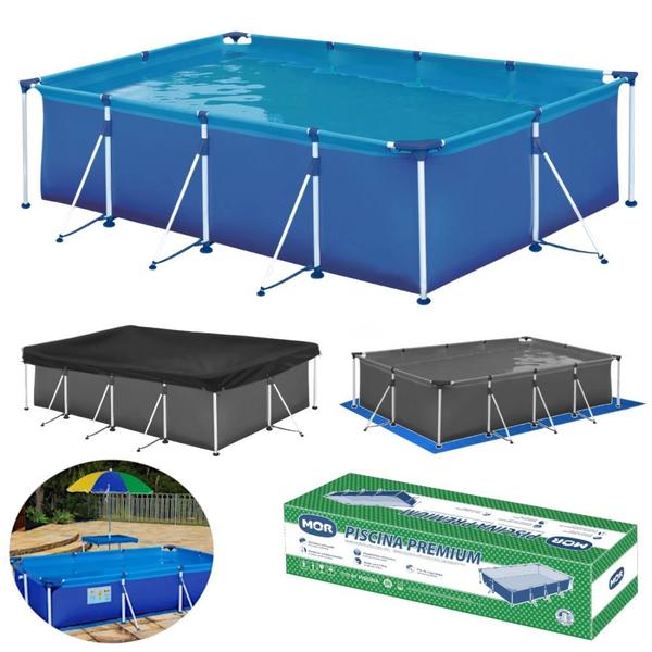 Imagem de Piscina Mor Retangular Ferro 5000 Litros com Capa e Forro  Kit 