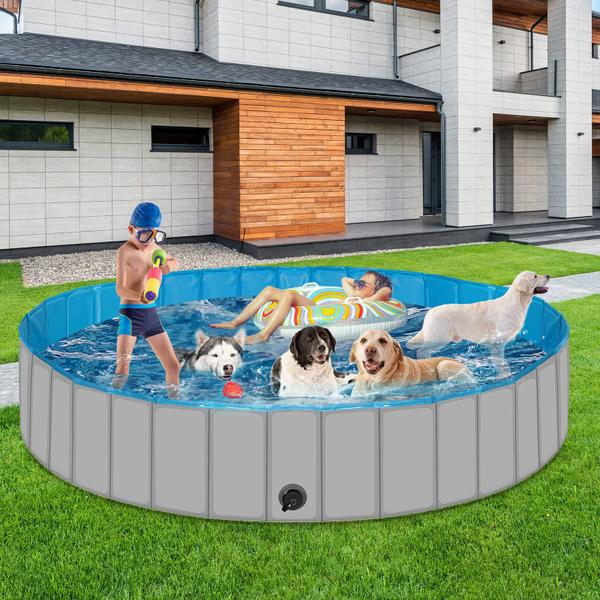 Piscina para cães Makigahara de plástico dobrável para cães pequenos Imagem de Piscina para cães Makigahara de plástico dobrável para cães pequenos