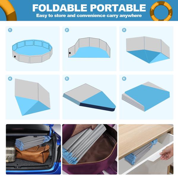 Piscina para cães Makigahara de plástico dobrável para cães pequenos Imagem de Piscina para cães Makigahara de plástico dobrável para cães pequenos