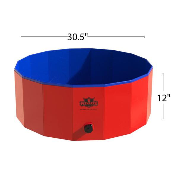 Piscina para cães PETMAKER portátil dobrável 77,5 cm com dreno de 40 libras Imagem de Piscina para cães PETMAKER portátil dobrável 77,5 cm com dreno de 40 libras