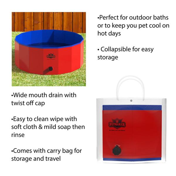 Piscina para cães PETMAKER portátil dobrável 77,5 cm com dreno de 40 libras Imagem de Piscina para cães PETMAKER portátil dobrável 77,5 cm com dreno de 40 libras