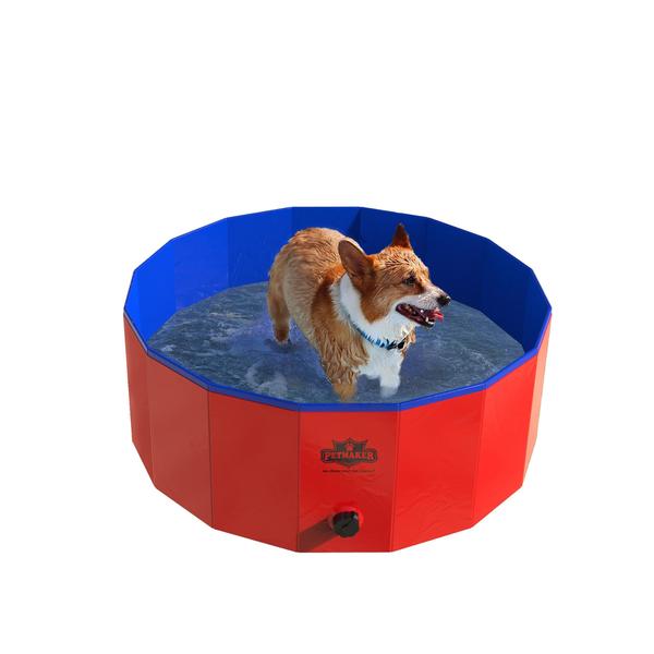 Piscina para cães PETMAKER portátil dobrável 77,5 cm com dreno de 40 libras Imagem de Piscina para cães PETMAKER portátil dobrável 77,5 cm com dreno de 40 libras