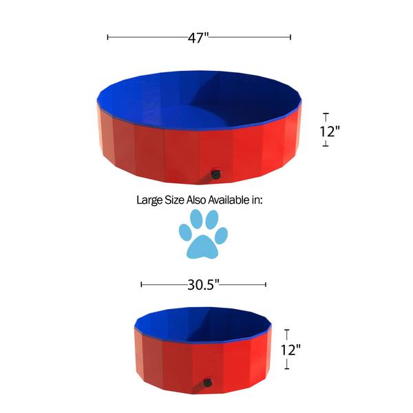 Piscina para cães PETMAKER portátil dobrável 77,5 cm com dreno de 40 libras Imagem de Piscina para cães PETMAKER portátil dobrável 77,5 cm com dreno de 40 libras