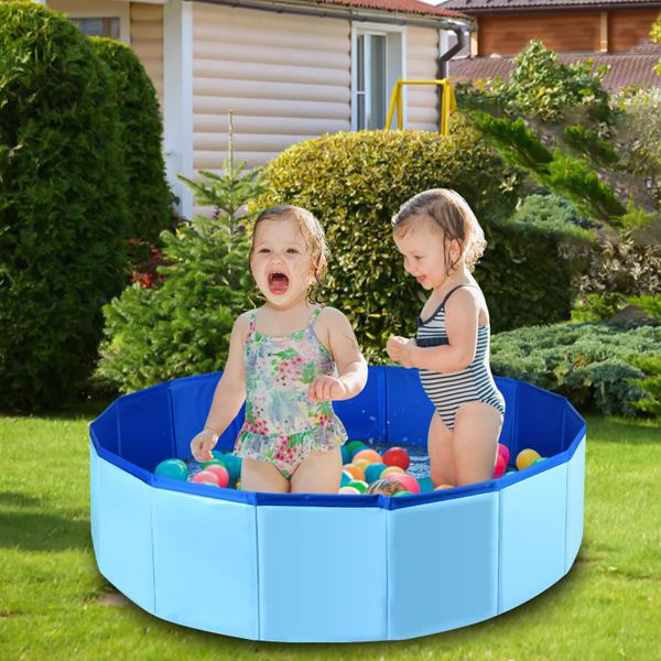 Imagem de Piscina para cães Piscina dobrável para animais de estimação Piscina portátil de PVC azul