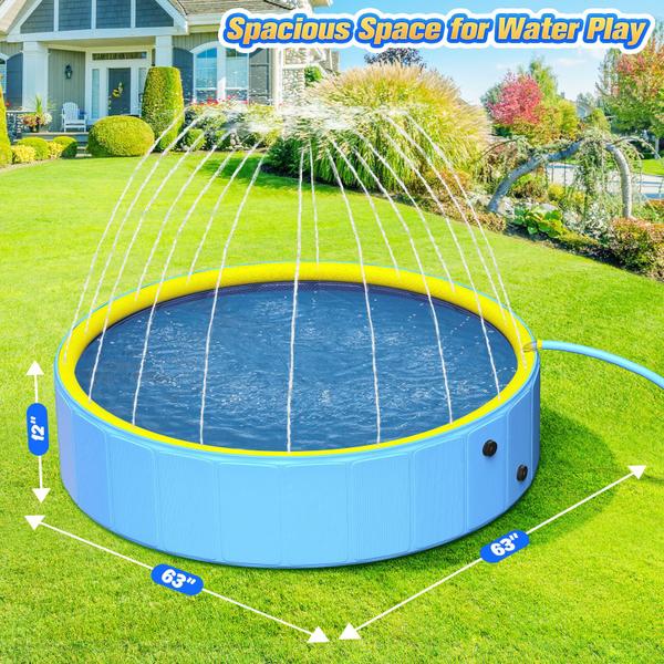 Imagem de Piscina para cães Yivsen, resistente, plástico rígido, antiderrapante, 160 cm, dobrável