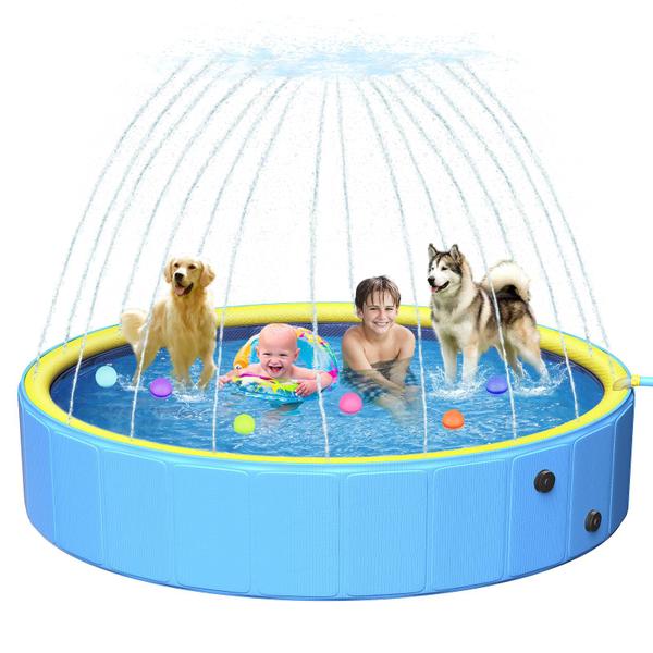 Imagem de Piscina para cães Yivsen, resistente, plástico rígido, antiderrapante, 160 cm, dobrável