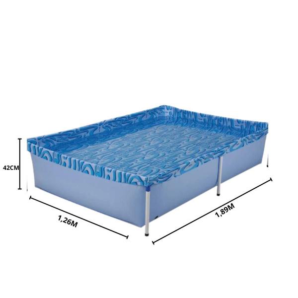 Imagem de Piscina plástico 1000 litros estrutura metálica fácil de montar e resistente + brinquedo lança água (envio imediato)