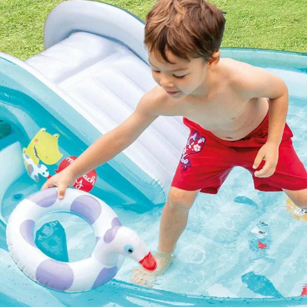 Imagem de Piscina playground jacaré intex 160l com chuveirinho 201x170x84cm + bomba de ar manual