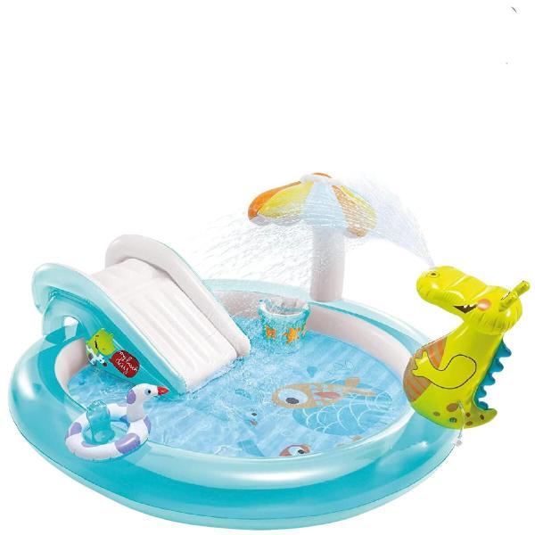 Imagem de Piscina playground jacaré intex 160l com chuveirinho 201x170x84cm + bomba de ar manual