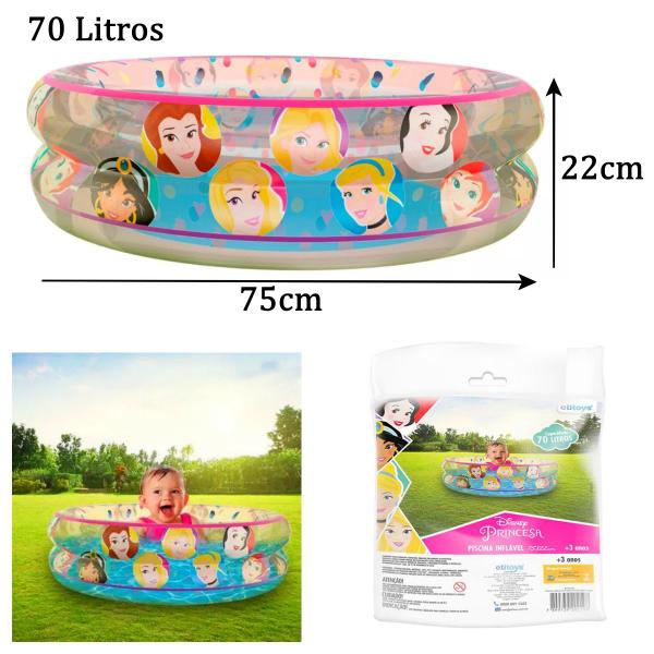 Imagem de Piscina Princesas Disney Inflavel Cinderela Ariel Aurora 70L