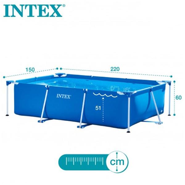 Imagem de Piscina Retangular Desmontável Metal 1.662 Litros 2,2 M X 1,5 M X 60 Cm Intex 