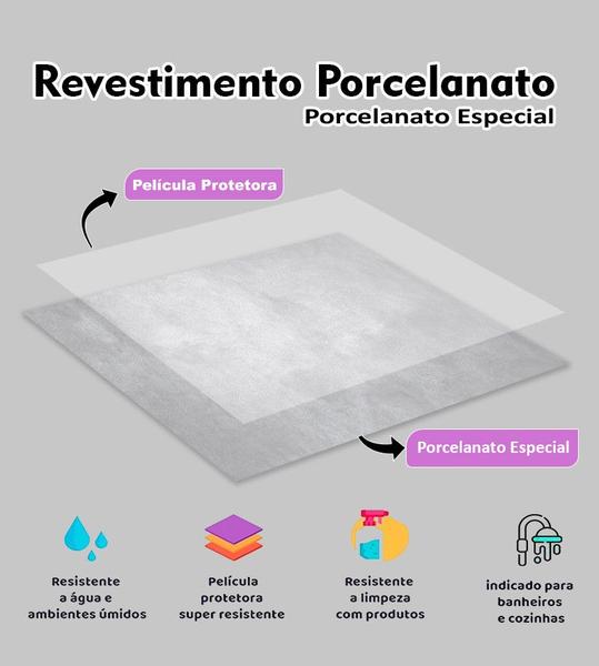 Imagem de Piso Porcelanato Painel Placa Adesivo Lavável Para Chão e Revestimento de Parede