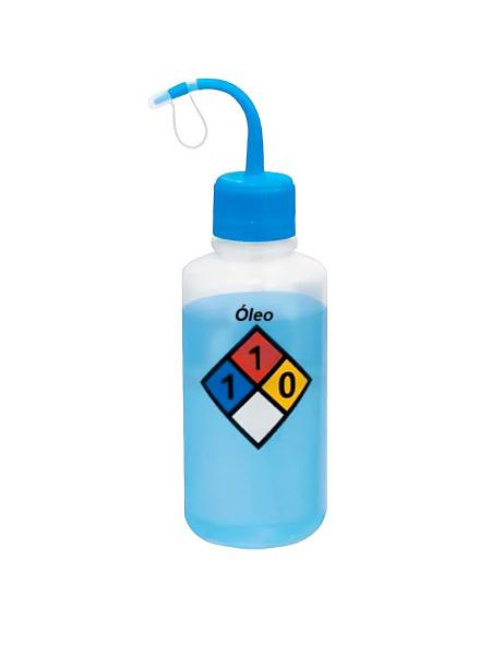 Pisseta Transparente Com Classificação De Risco 500ml - Óleo - J. PROLAB Imagem de Pisseta Transparente Com Classificação De Risco 500ml - Óleo