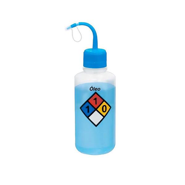 Pisseta Transparente Com Classificação De Risco 500ml - Óleo - J. PROLAB Imagem de Pisseta Transparente Com Classificação De Risco 500ml - Óleo