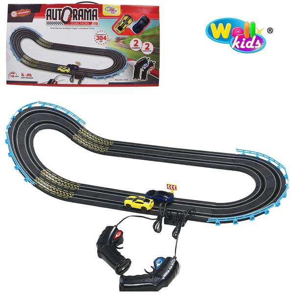 Imagem de Pista Autorama Possantes Double Racing 304cm 23 Pecas A Pilha - WELLKIDS