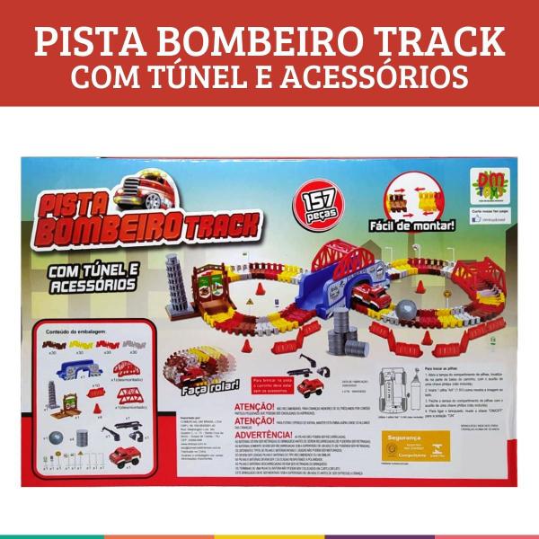 Imagem de Pista Bombeiro Track com Túnel 157 Peças Acessórios DM Toys