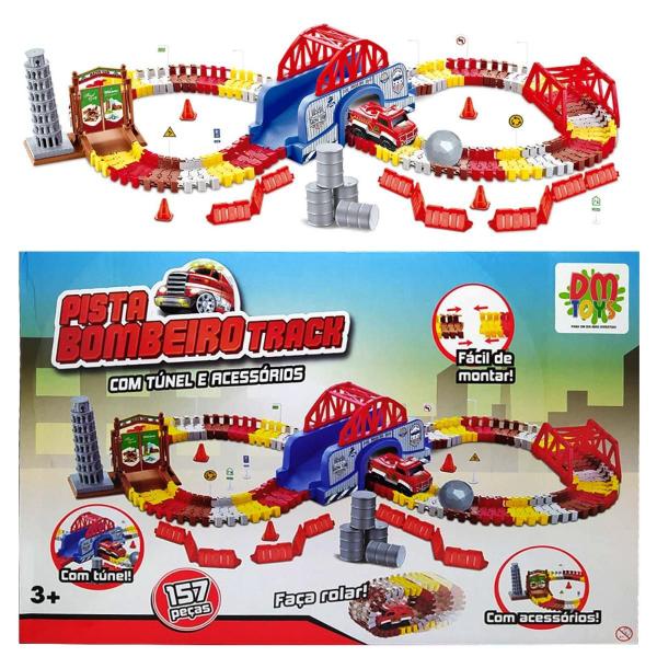 Imagem de Pista Bombeiro Track com Túnel Acessórios 157 Peças DM Toys