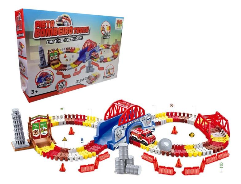 Pista Bombeiro Track Comtunel 157 Peças 6287 - Dmtoys - Dm Toys Imagem de Pista Bombeiro Track Comtunel 157 Peças 6287 - Dmtoys
