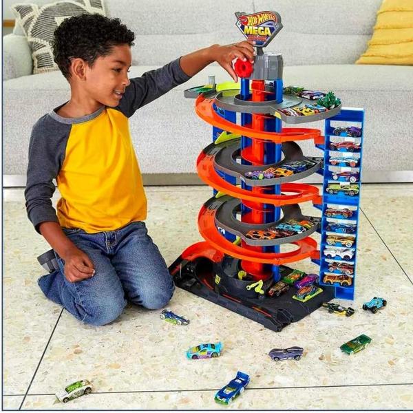 Imagem de Pista de brinquedos P/ veículos Hot Wheels City Mega Garage