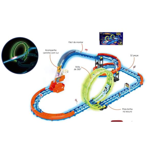 Imagem de Pista de Carrinho de Corrida Glow Speed Track Com 52 Peças Zippy Toys - 9170