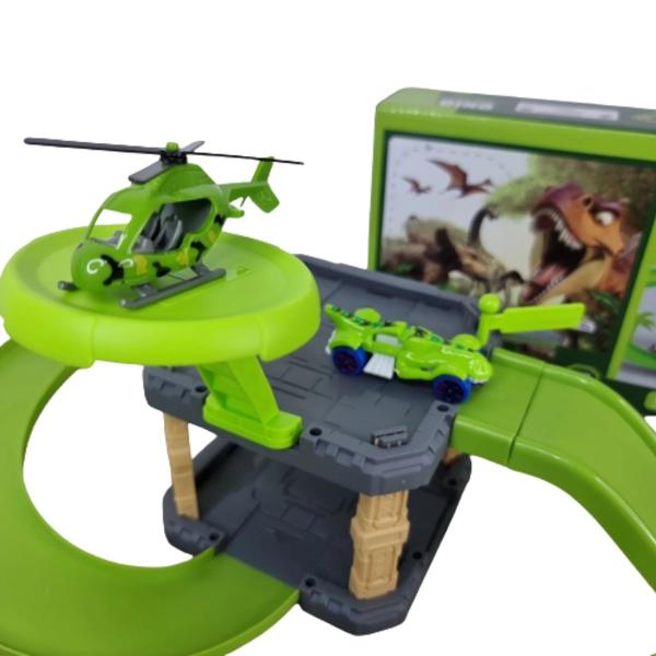 Imagem de Pista De Carrinhos Brinquedo Infantil Dinossauro Com 2 Andares 